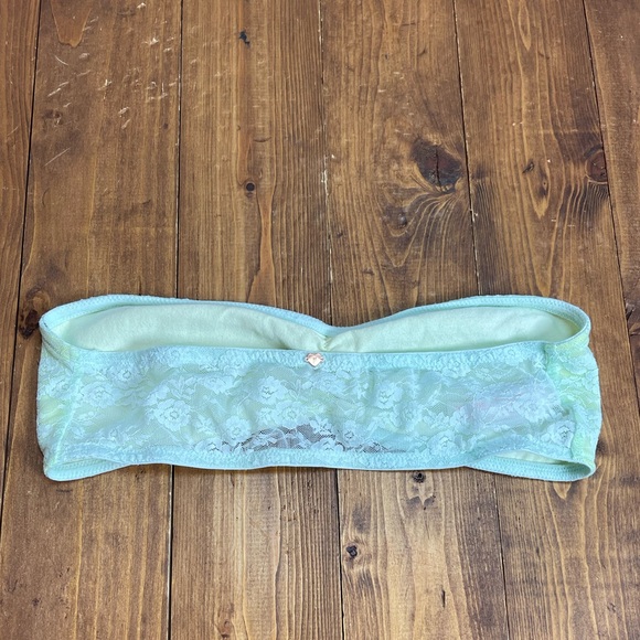 Pink by Victorias Secret lace bandeau bra blue and green size medium - Picture 2 of 5